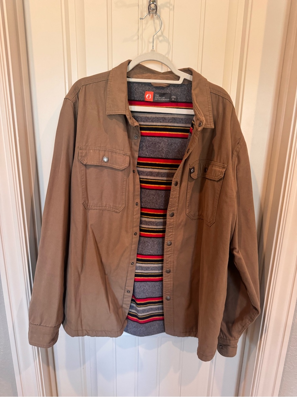 The American Outdoorsman Men’s XL Brown Canvas Fleece Lined Shacket